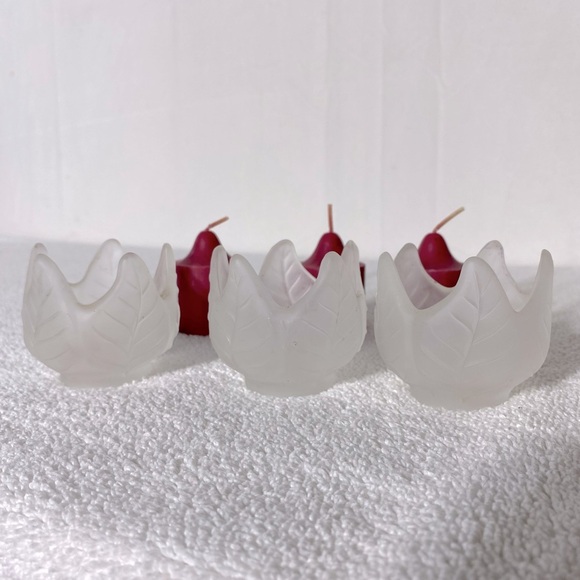 Vintage Party Lite Frosted Glass Candle Holders x3 - Picture 8 of 10